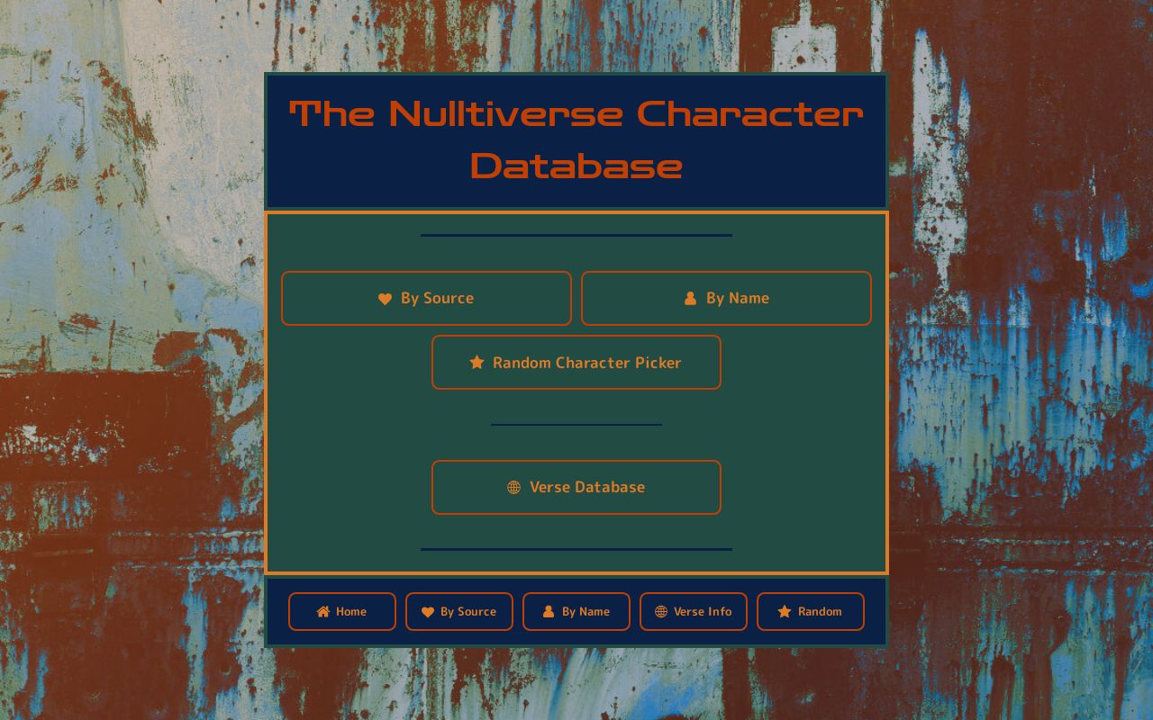 The Nulltiverse Character Database